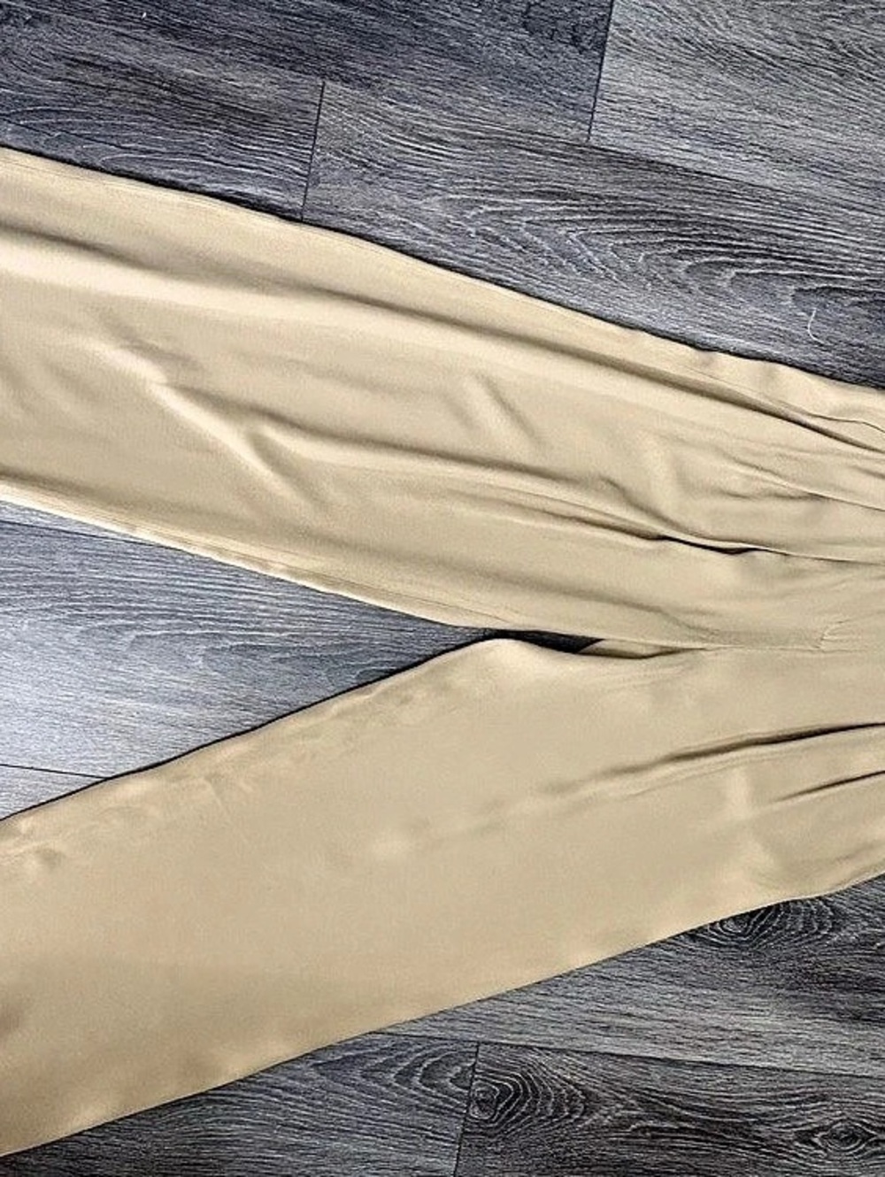 Tibi Lauren Pleated Wide-Leg Twill Trousers Beige Waist 4